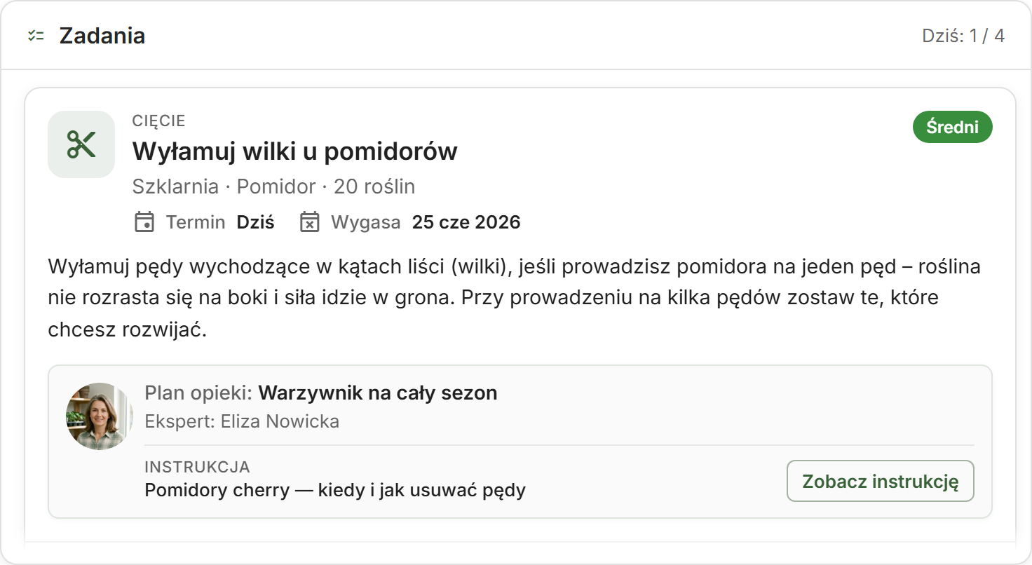 Karta zadań z podpisem eksperta — mock marketingowy (dane demonstracyjne)